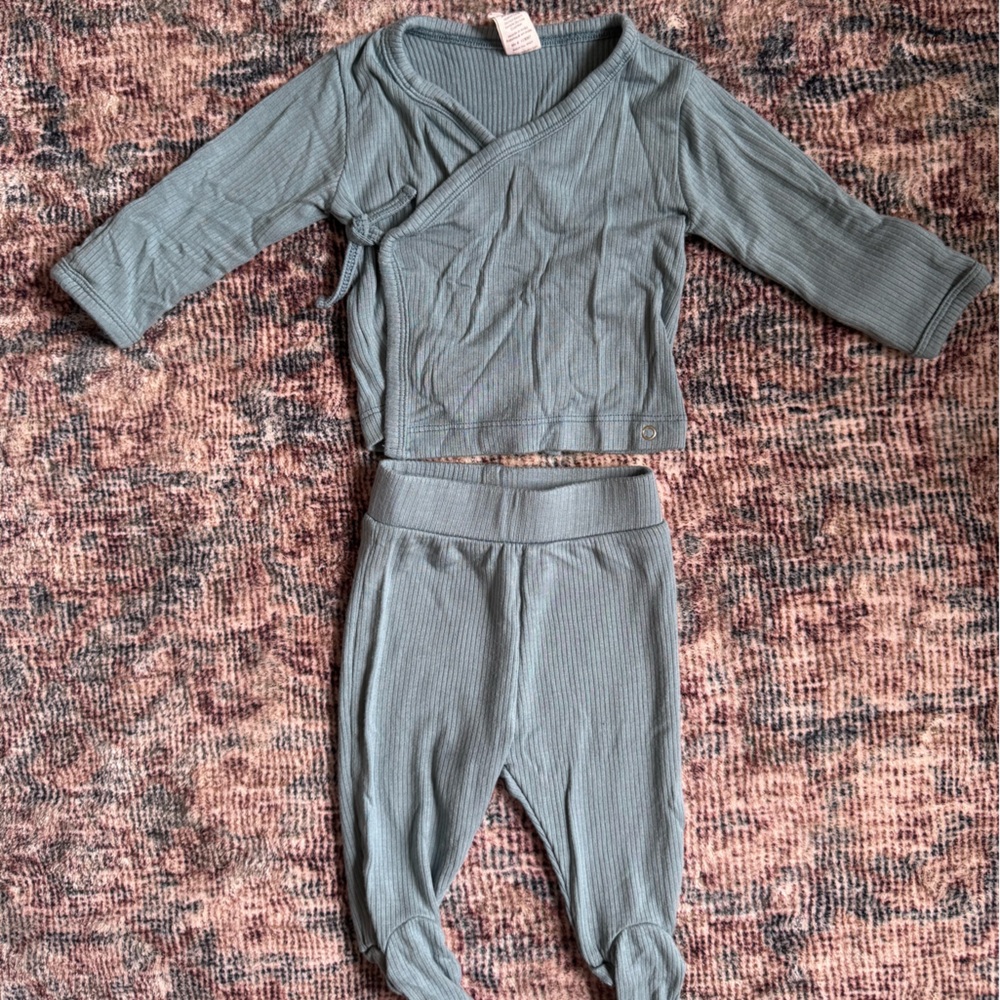 Kate Quinn Teal Ribbed Baby Set